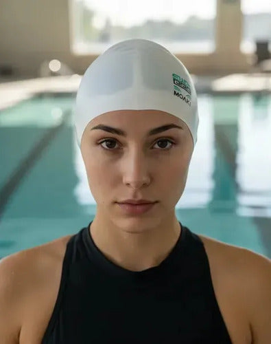 Gorra De Natación Moaki Kiroa Mini De Silicona Blanca Blanco Lisa Uni