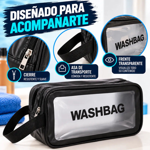 Neceser Piscina Natación Washbag Organizador Con Cierre Negro Lisa