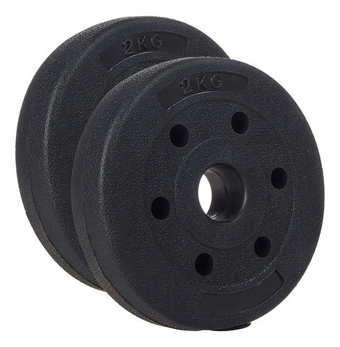 Pesa Disco Revestido 2kg Para Barra Mancuerna Entrenamiento Negro