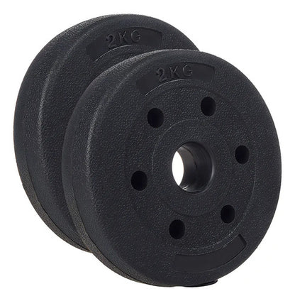Pesa Disco Revestido 2kg Para Barra Mancuerna Entrenamiento Negro