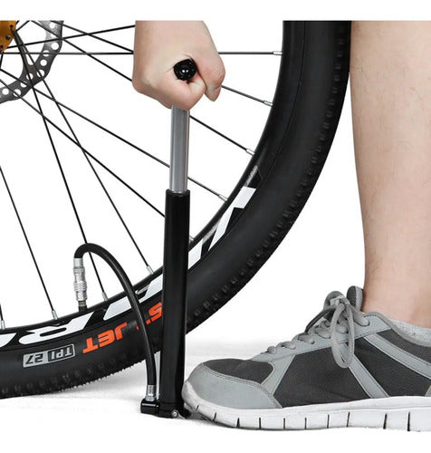 Inflador De Pie Bicicleta Profesional Aluminio - Inbike Negro