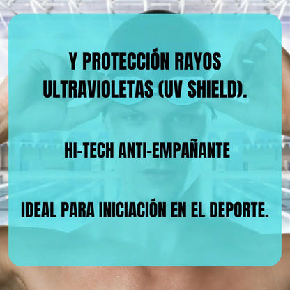 Lentes De Natación Hydro Champ 2.0 Celeste Antiempañante Y Uv