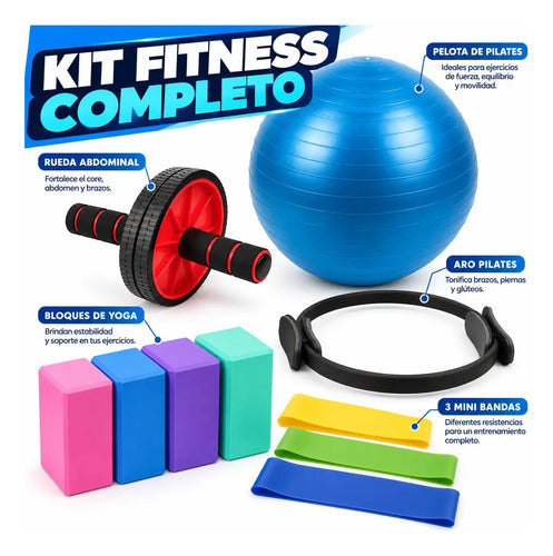 Kit Fitness Completo Bandas Rueda Ab Pelota Yoga Aro Pilates Surtido