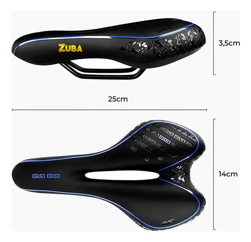 Asiento Bicicleta Mtb Comodo Az-066 Zuba Bike Azul 28 Cm 16 Cm