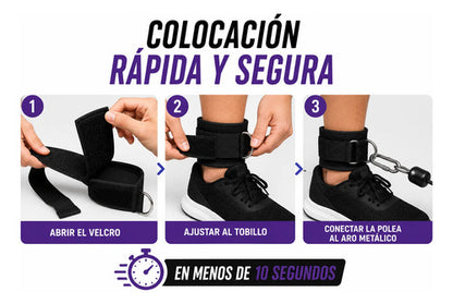 Tobillera Para Polea Con Agarre Al Tobillo X2 Par Maquina Negro