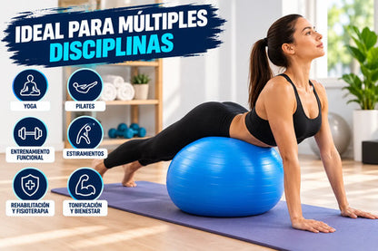Pelota Pilates 65cm + Colchoneta Yoga Pvc 173*61 3mm Set Colores Surtidos