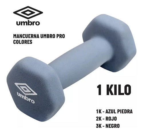 Mancuerna Pesas Hierro Umbro Recubierta Neopreno Musculación Color Azul Piedra