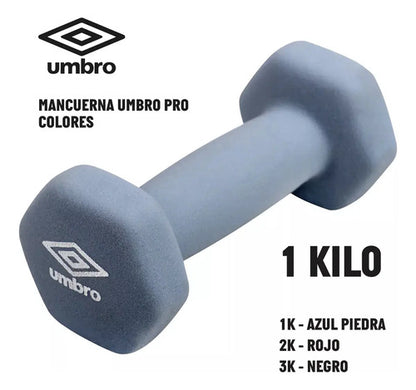 Mancuerna Pesas Hierro Umbro Recubierta Neopreno Musculación Color Azul Piedra