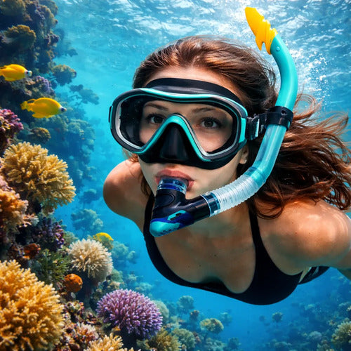 Set Snorkel Mascara Hydro 2.0 Senior Buceo Vidrio Templado Negro