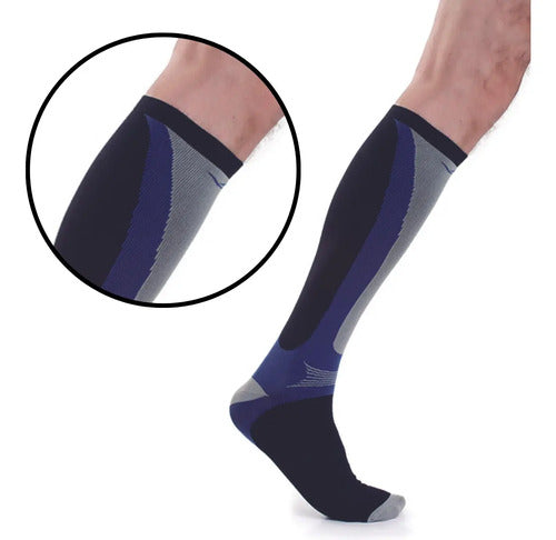Medias De Compresion Deportivas Adulto - Elite Negro Geométrico Único