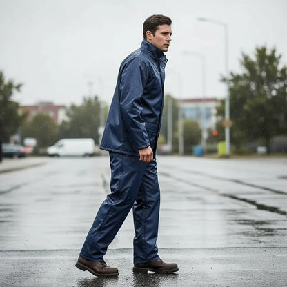 Traje Impermeable Hombre Oxford Pvc Azul Trabajo Capucha\n Azul M