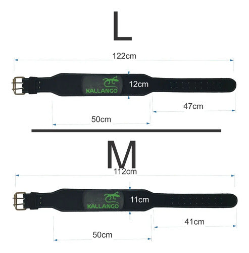 Cinturón Cuero Gimnasio Crossfit Pesas Musculción Kallango® Negro