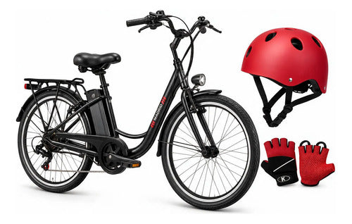 Bicicleta Eléctrica Madrid Rodado 26 250w 36v + Regalos Negro M