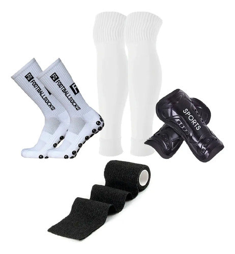 Combo Fs Medias Antideslizantes+medias Spie+canillera+venda  Unico (38 Al 44)
