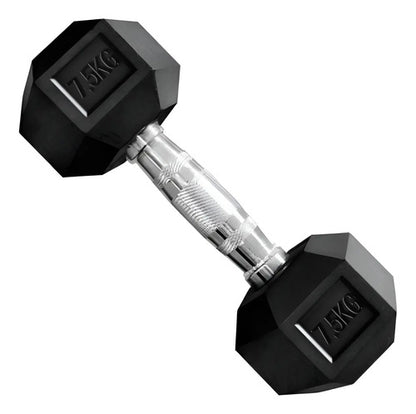 Mancuerna Hexagonales Hierro Recubierto 7.5kg Rhino Negro