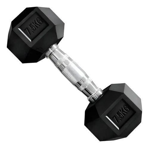 Mancuerna Hexagonales Hierro Recubierto 7.5kg Rhino Negro