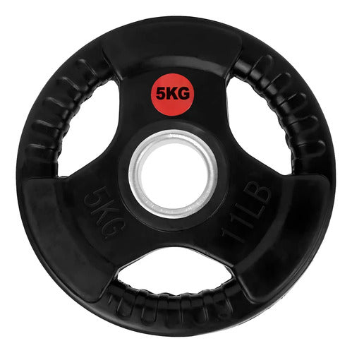 Kit 23,5kg Mancuerna Olimpica + 20kg En 4 Discos - Rhino Negro