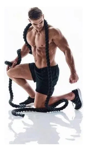 Cuerda Soga Crossfit 3.8cmx6 Mts Entrenamiento Funcional Negro