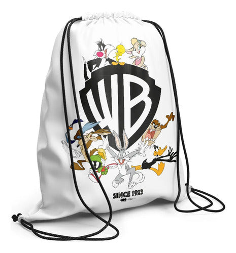 Mochila Gimnasio Drb Cordón Estampada Warner Tela Impermeable 45.5x37 Cm All Toons Estampado