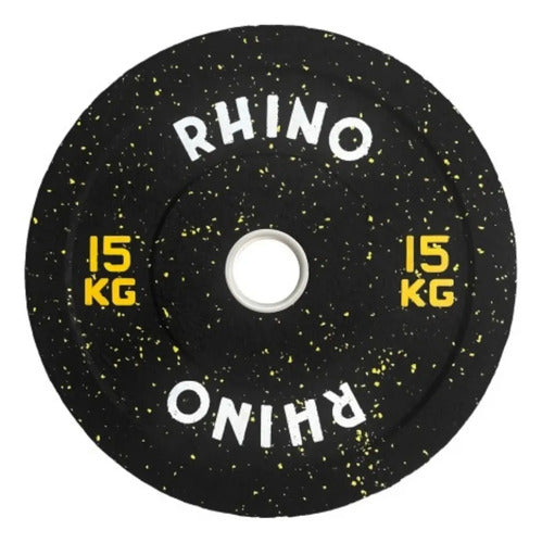 Disco Olimpico Caucho Bumper Crossfit Levantamiento 15kg Negro