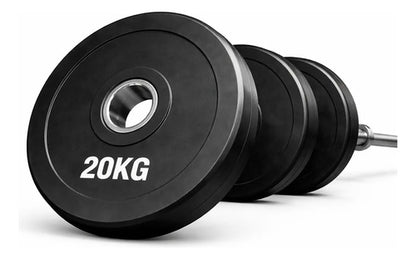 Disco Olímpico Engomado 20 Kg P/ Barra Pesas Gym Profesional Negro