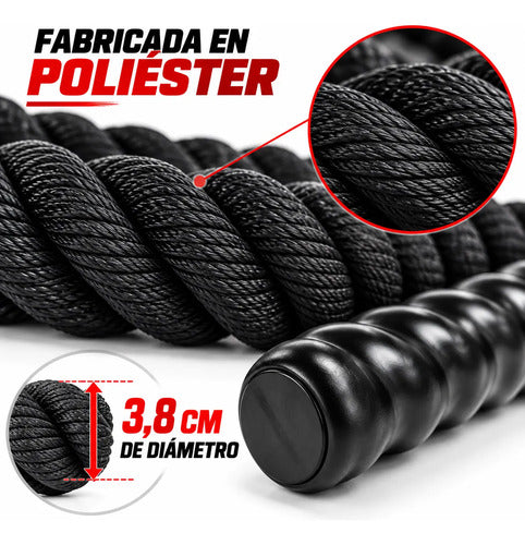 Cuerda Soga Crossfit 9mts X3.8cm Entrenamiento Funcional Negro