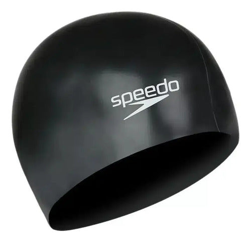 Gorro Natacion Speedo Plain Flat Junior Pileta Silicona Kids Color Negro Diseño De La Tela Liso Tamaño Unico