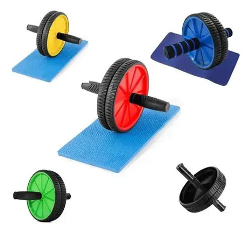 Rueda Abdominales Doble + Cuerda P/saltar C/mango Neopreno Negro