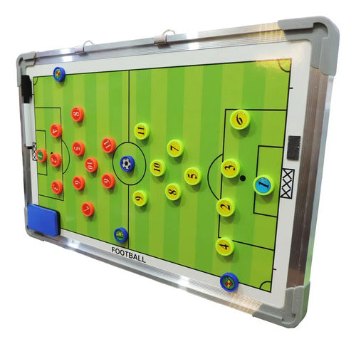 Tabla Dt Futbol Con Marco Aluminio 45*30 Fichas Magneticas Verde