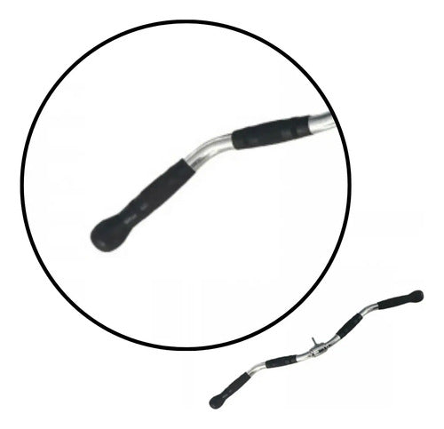Barra W Polea Pecho Y Brazos Importada 76cm Rhino Plateado