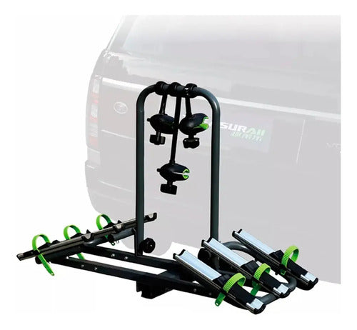 Rack Porta 3 Bicicletas Para Auto Enganche Trasero 2 Agarres Negro/verde