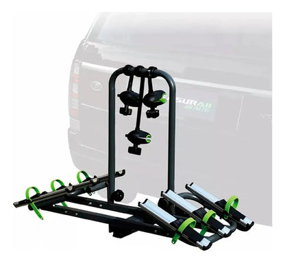 Rack Porta 3 Bicicletas Para Auto Enganche Trasero 2 Agarres Negro/verde