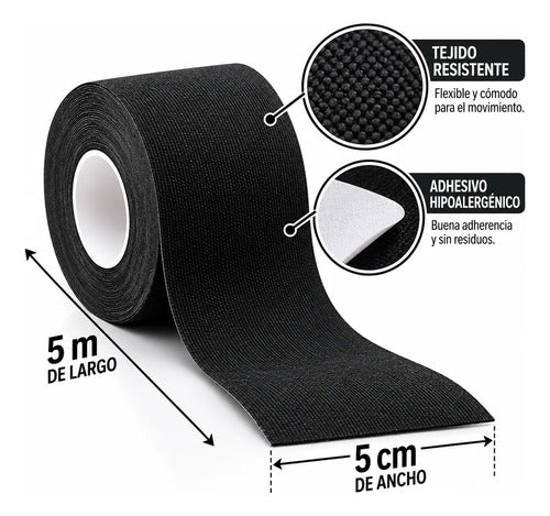 Venda Kinesiologica Cinta Terapeutica 5 Mtsx5cms X6 Unidades Multicolor