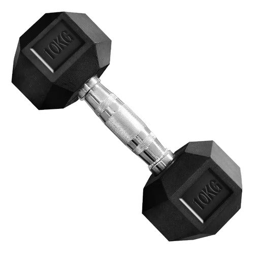 Mancuerna Hexagonales Hierro Recubierto 10kg Rhino Negro