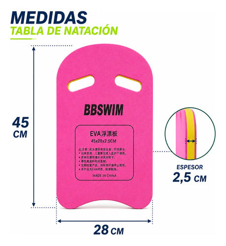 Tabla Natación Bbswim 45x28cm Entrenamiento Piscina Eva Surtido