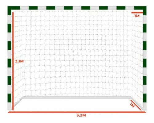 Par De Red 4mm Fútbol 5/sala Y Handball 3,2x2,1m Seda Gismar Blanco