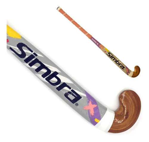 Palo Hockey Simbra School Madera Reforzado Iniciación Niño Color Blanco/rosa Talle 30