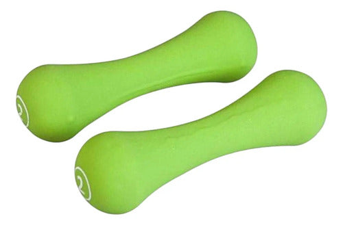 Set De 2 Mancuernas 2kg Recubiertas En Neopreno - Liveup Verde