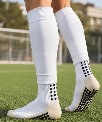 Combo Media Sin Pie + Antideslizante Fútbol Adulto Mmsports Blanco M