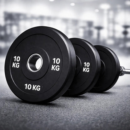 Disco Olímpico Engomado 10 Kg P/ Barra Pesas Gym Profesional Negro