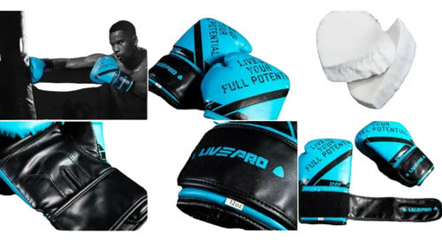 Guante De Boxeo 10oz Box Entrenamiento Combate Livepro 10oz Azul