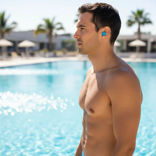 Tapones Oídos Natación Hydro 2.0 Silicona + Estuche Mmsports Azul