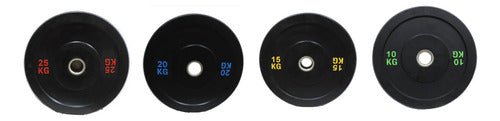 Disco Olimpico Bumpèr Engomado Hierro 25 Kg Negro