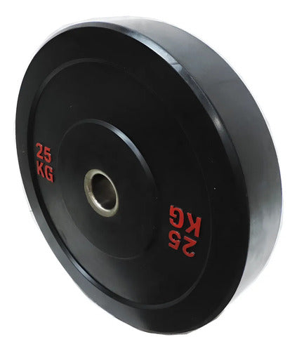 Disco Olimpico Bumpèr Engomado Hierro 25 Kg Negro