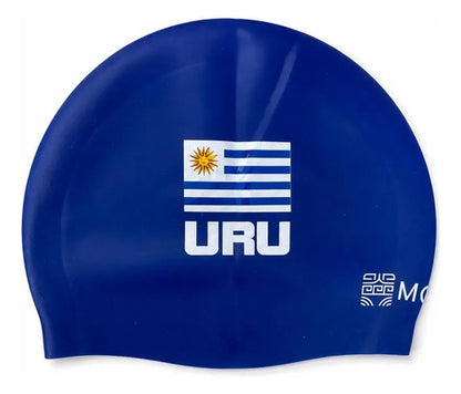 Gorra Natación Silicona Moaki Kiroa Uruguay Edición Azul Lisa Unico