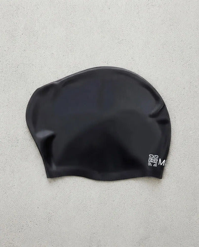 Gorra Silicona Para Natación Adulto Cabello Largo Moaki Negro Lisa Unico
