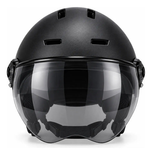Casco Con Visera Rebatible Para Bicicleta Monopatín Negro Negro Único