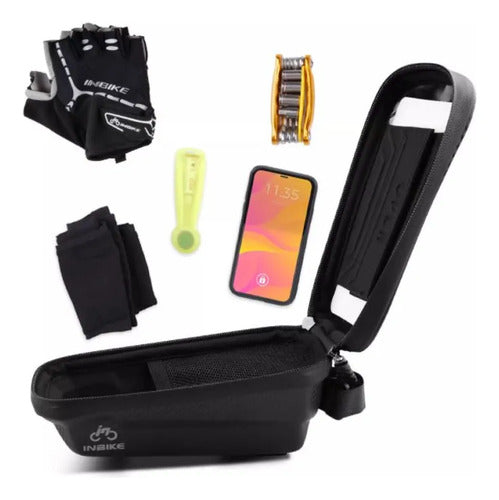 Estuche Celular Para Cuadro Bicicleta Impermeable Mmsports Negro