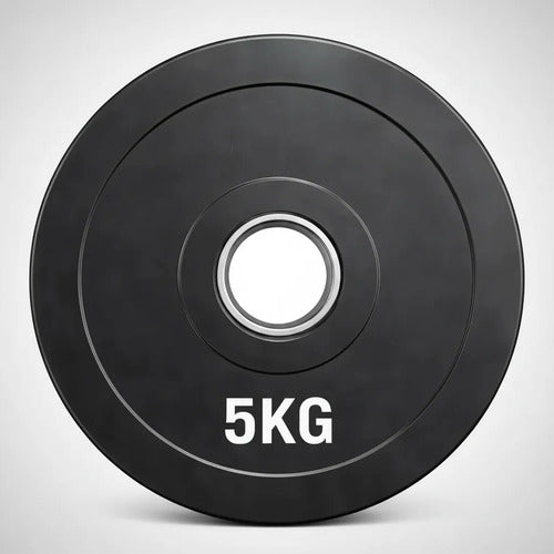 Disco Olímpico Engomado 5 Kg P/ Barra Pesas Gym Profesional Negro