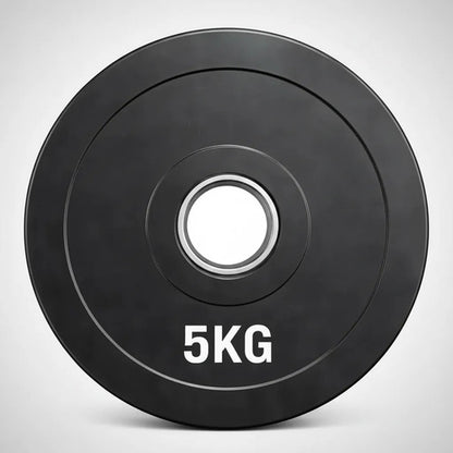 Disco Olímpico Engomado 5 Kg P/ Barra Pesas Gym Profesional Negro